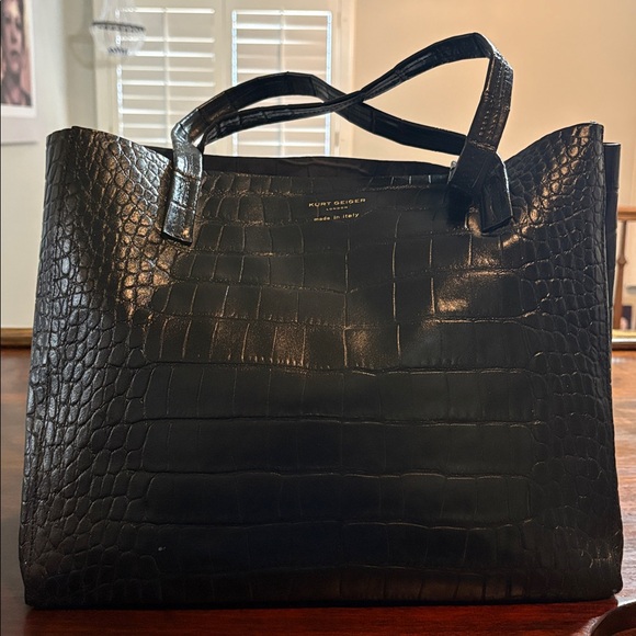 KURT GEIGER London Violet Croc Embossed Leather Tote